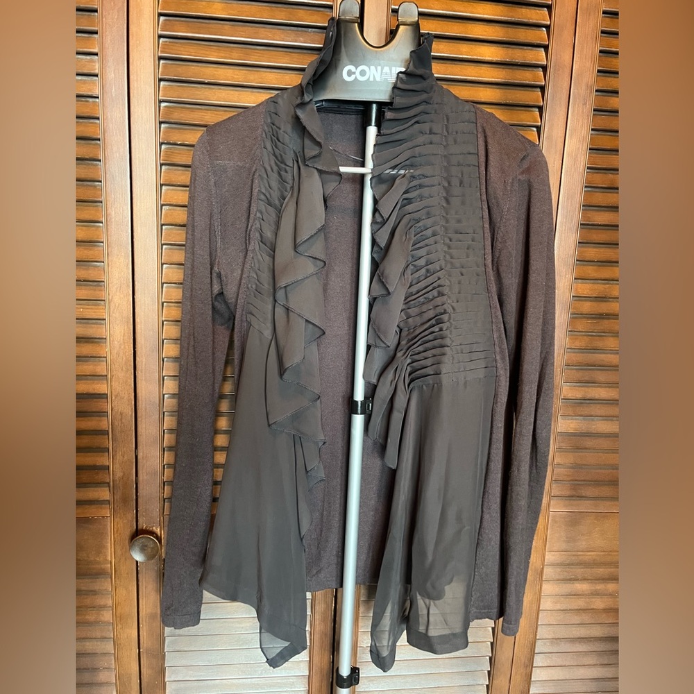 5|48 Black Ruffled Cardigan